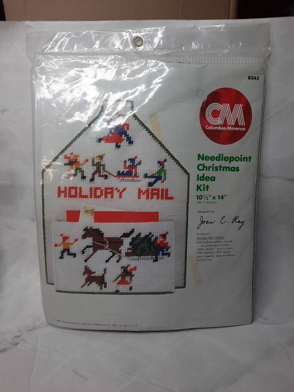 Vintage Columbia Minerva Needlepoint Christmas Idea Kit Holiday Mail Holder 8343
